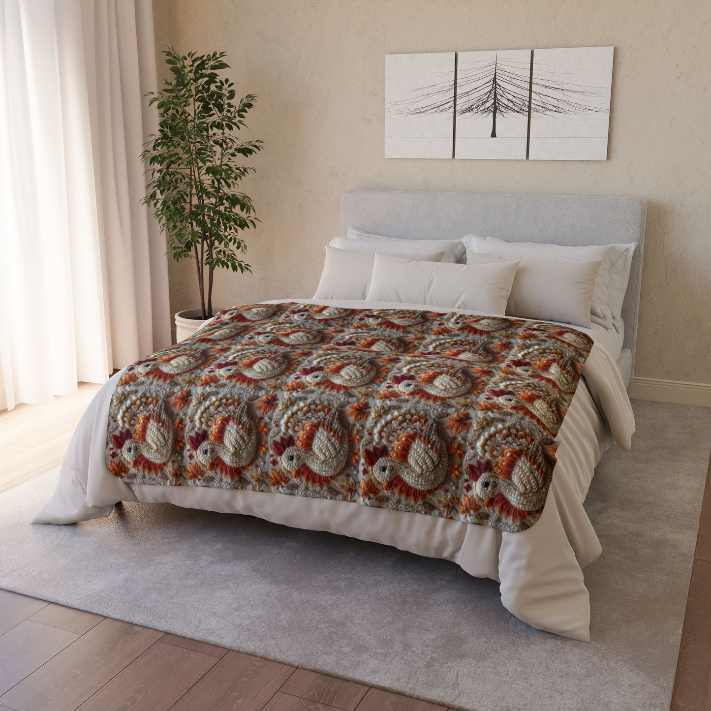 Thanksgiving Turkey Fleece Sherpa Blanket