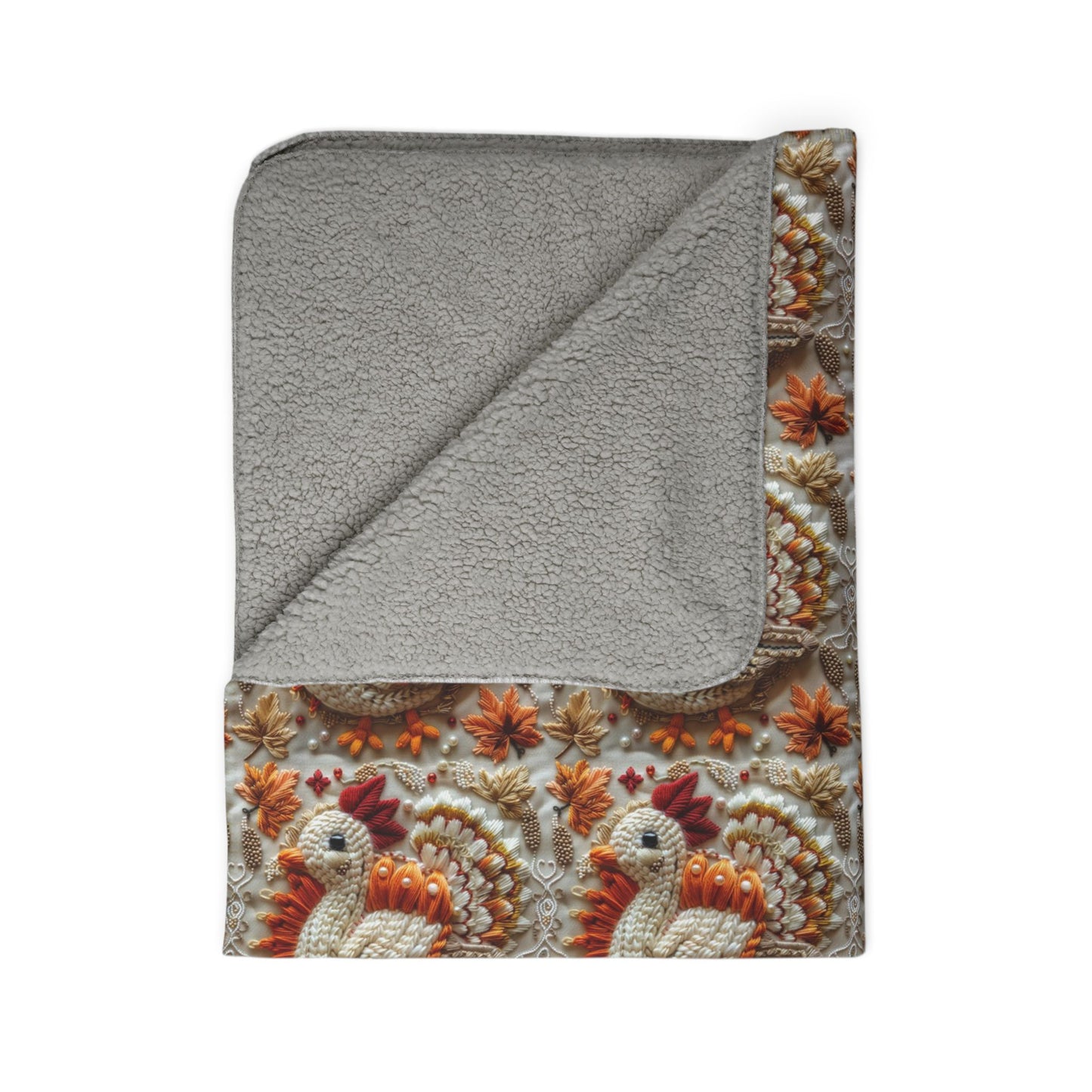 Thanksgiving Turkey Fleece Sherpa Blanket