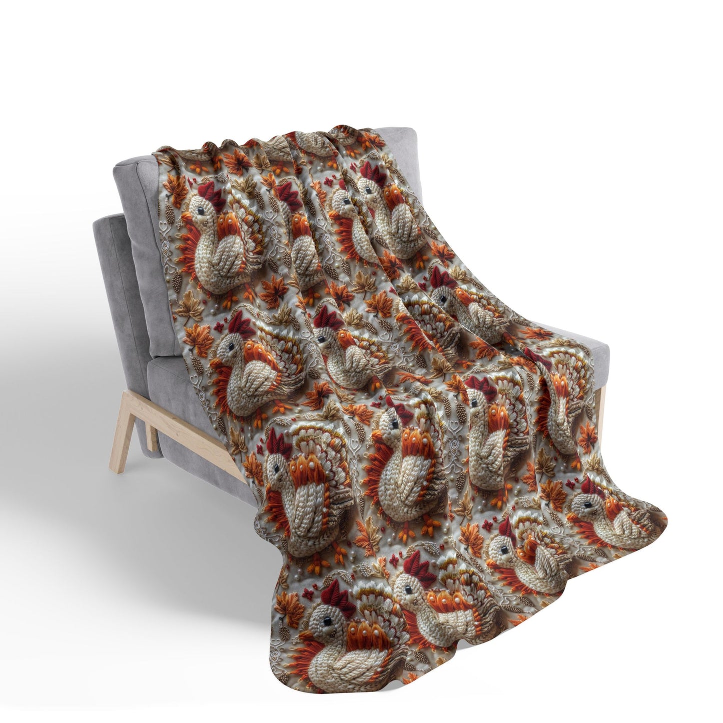 Thanksgiving Turkey Fleece Sherpa Blanket