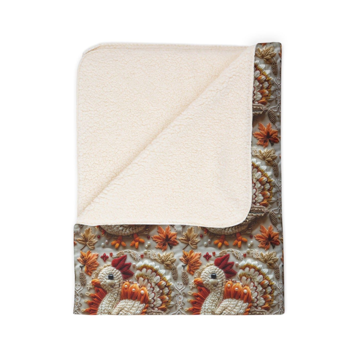 Thanksgiving Turkey Fleece Sherpa Blanket