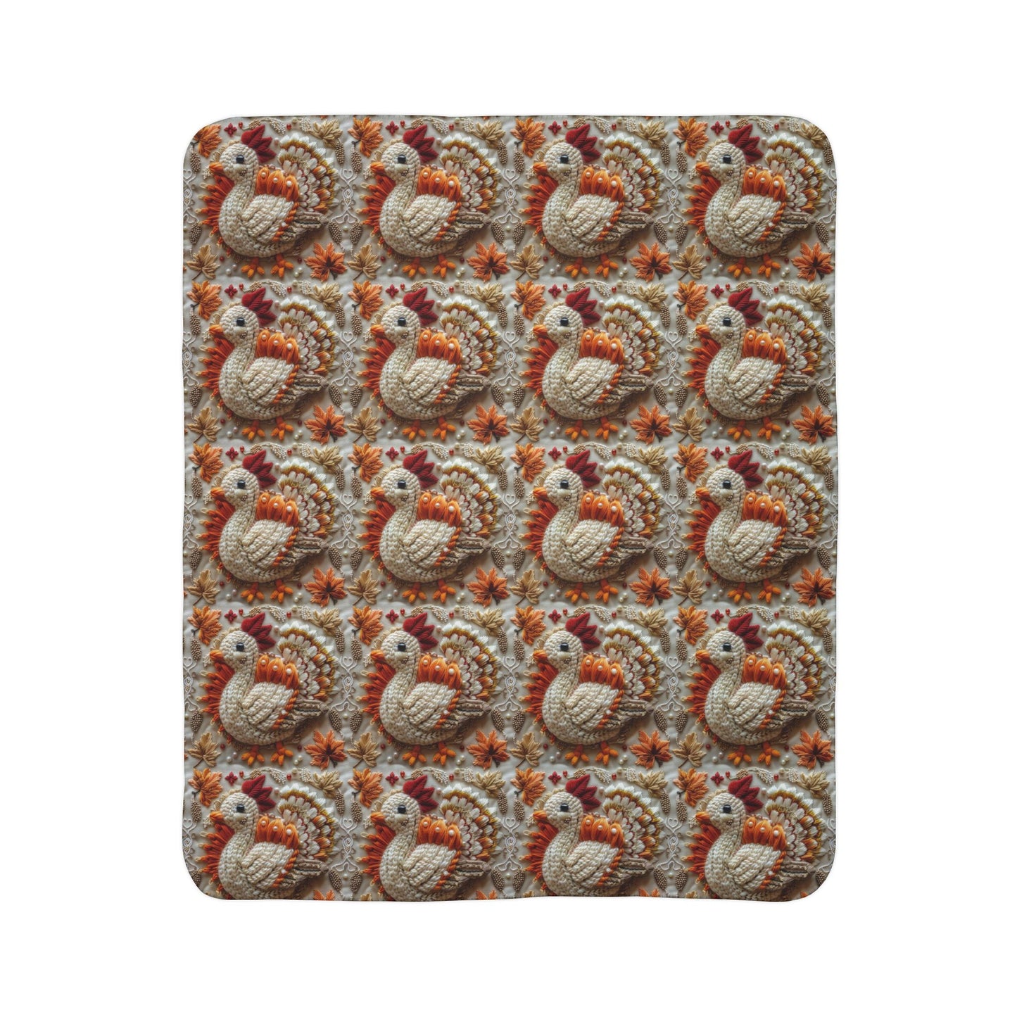 Thanksgiving Turkey Fleece Sherpa Blanket