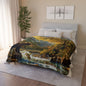 Fishing Bear Fleece Sherpa Blanket