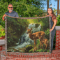 Doe and Fawn by the Waterfall Heirloom Woven Blanket