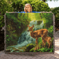 Doe and Fawn by the Waterfall Heirloom Woven Blanket