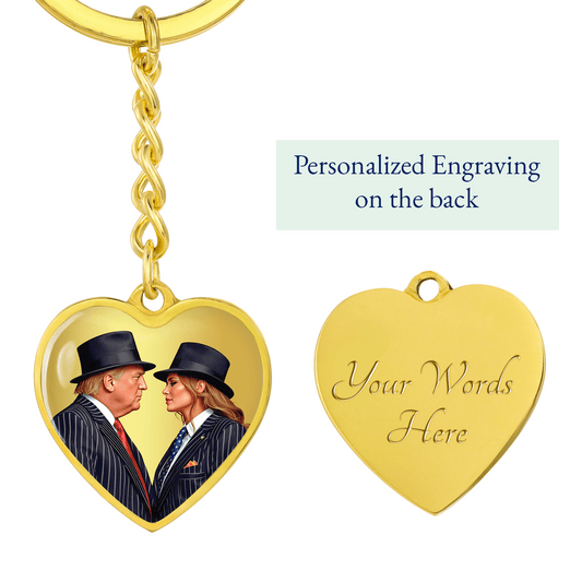 Donald and Melania Trump Heart Keychain