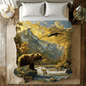 Fishing Bear Fleece Sherpa Blanket