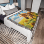 Mare and Foal in Sunflower Field Heirloom Woven Blanket