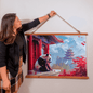 Panda Pagoda Wood Framed Wall Tapestry