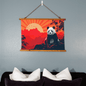 Panda Sunrise Wood Framed Wall Tapestry