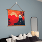 Panda Sunrise Wood Framed Wall Tapestry