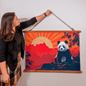 Panda Sunrise Wood Framed Wall Tapestry