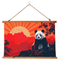 Panda Sunrise Wood Framed Wall Tapestry