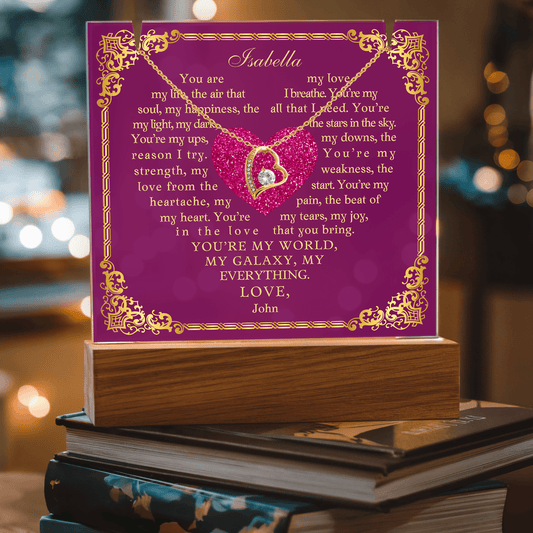 Personalized Love Poem Keepsake Acrylic and Forever Love Necklace