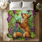 The Fox and the Grapes Fleece Sherpa Blanket