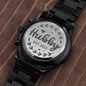 Hubby - Engraved Black Chronograph Watch