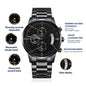 Gift for Husband to Be - Engraved Black Chronograph Watch