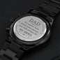 My Hero Engraved Black Chronograph Watch for Dad