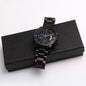 Gift for Husband - Never Forget - Engraved Black Chronograph Watch