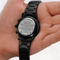 Gift for Husband - Never Forget - Engraved Black Chronograph Watch