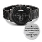 Gift for Husband to Be - Engraved Black Chronograph Watch