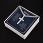 Gift for Son - Real Strength - Personalized Cross Necklace on Cuban Chain