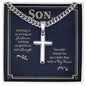 Gift for Son - Real Strength - Personalized Cross Necklace on Cuban Chain