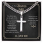 To My Bonus Dad - Eternal Bond - Personalized Cross on Cuban Link Chain