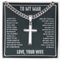 To My Man - Hand In Hand - Personalized Cross Necklace on Cuban Chain