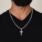 To My Man - Personalized Cross Necklace on Cuban Chain