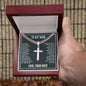 To My Man - Hand In Hand - Personalized Cross Necklace on Cuban Chain
