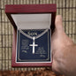Gift for Son - Real Strength - Personalized Cross Necklace on Cuban Chain