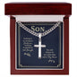 Gift for Son - Real Strength - Personalized Cross Necklace on Cuban Chain