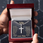 Gift for Son from Mom - Stand Tall - Personalized Cross on Cuban Chain