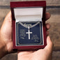 Gift for Son - Real Strength - Personalized Cross Necklace on Cuban Chain
