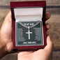 To My Man - Hand In Hand - Personalized Cross Necklace on Cuban Chain