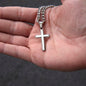 Gift for Dad - Thank You - Cuban Chain with Artisan Cross Necklace