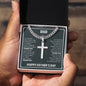 Gift for Dad - Thank You - Cuban Chain with Artisan Cross Necklace