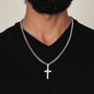 Gift for Dad - Thank You - Cuban Chain with Artisan Cross Necklace