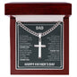 Gift for Dad - Thank You - Cuban Chain with Artisan Cross Necklace
