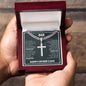 Gift for Dad - Thank You - Cuban Chain with Artisan Cross Necklace