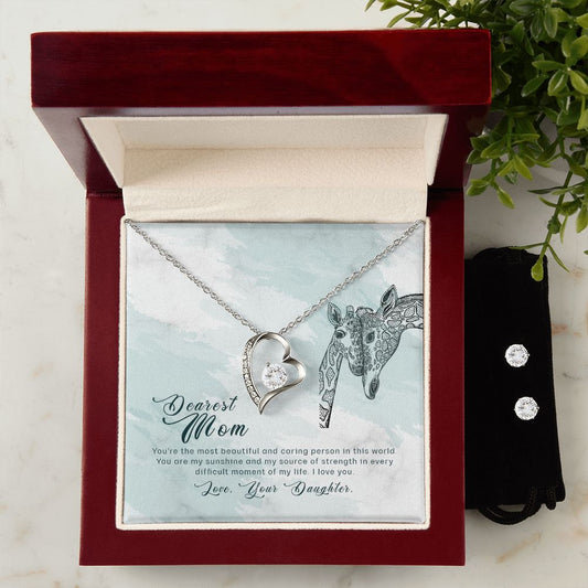 Gift for Mom from Daughter - My Sunshine - Forever Love Necklace and Earring Set