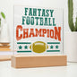 Fantasy Football Champion - Acrylic Square Plaque