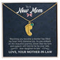 To a New Mom from Mother-in-Law - Custom Baby Foot Necklace with Birthstone