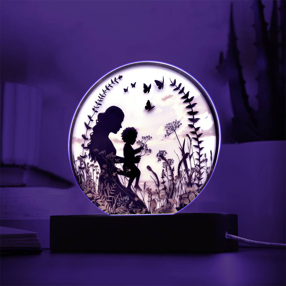 Mother and Child Pressed Flowers Acrylic Plaque