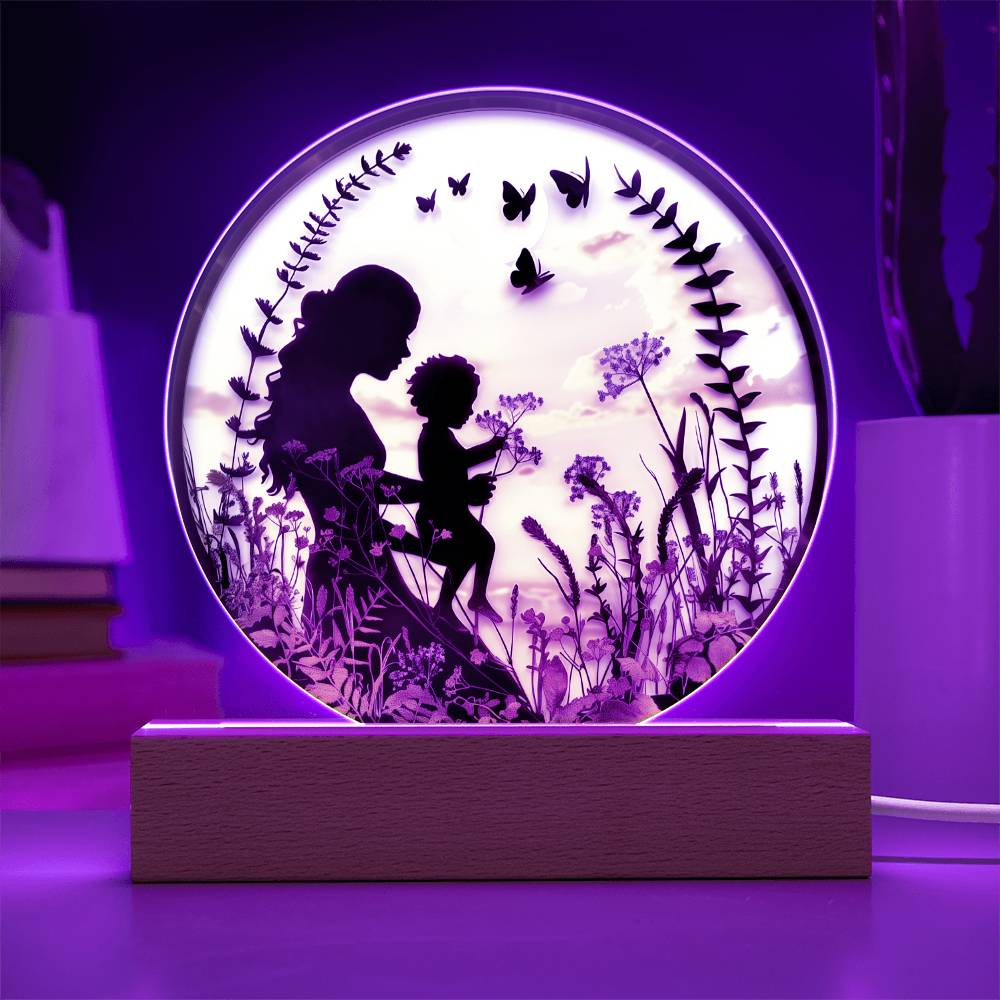 Mother and Child Pressed Flowers Acrylic Plaque