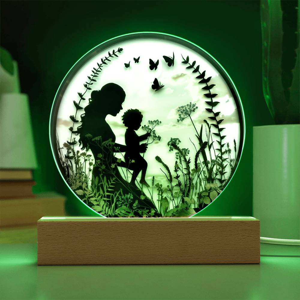 Mother and Child Pressed Flowers Acrylic Plaque