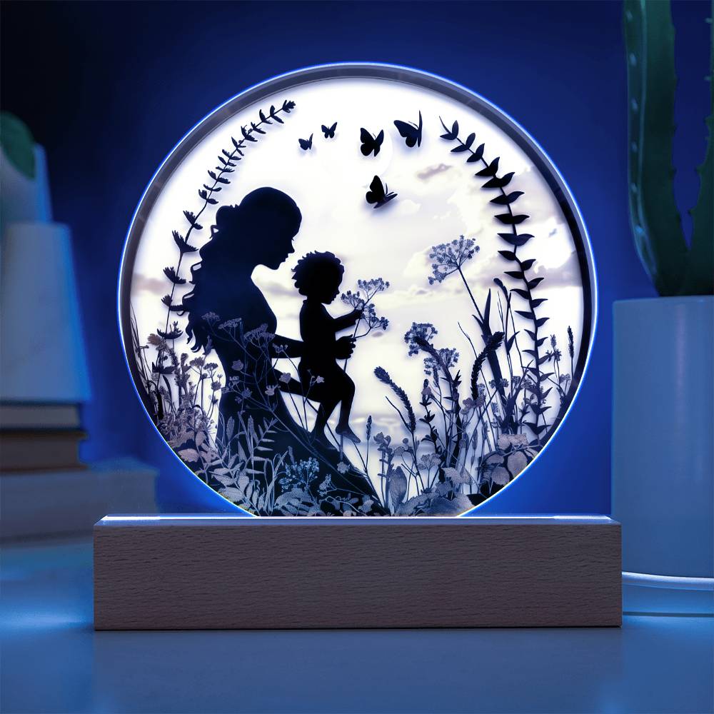 Mother and Child Pressed Flowers Acrylic Plaque
