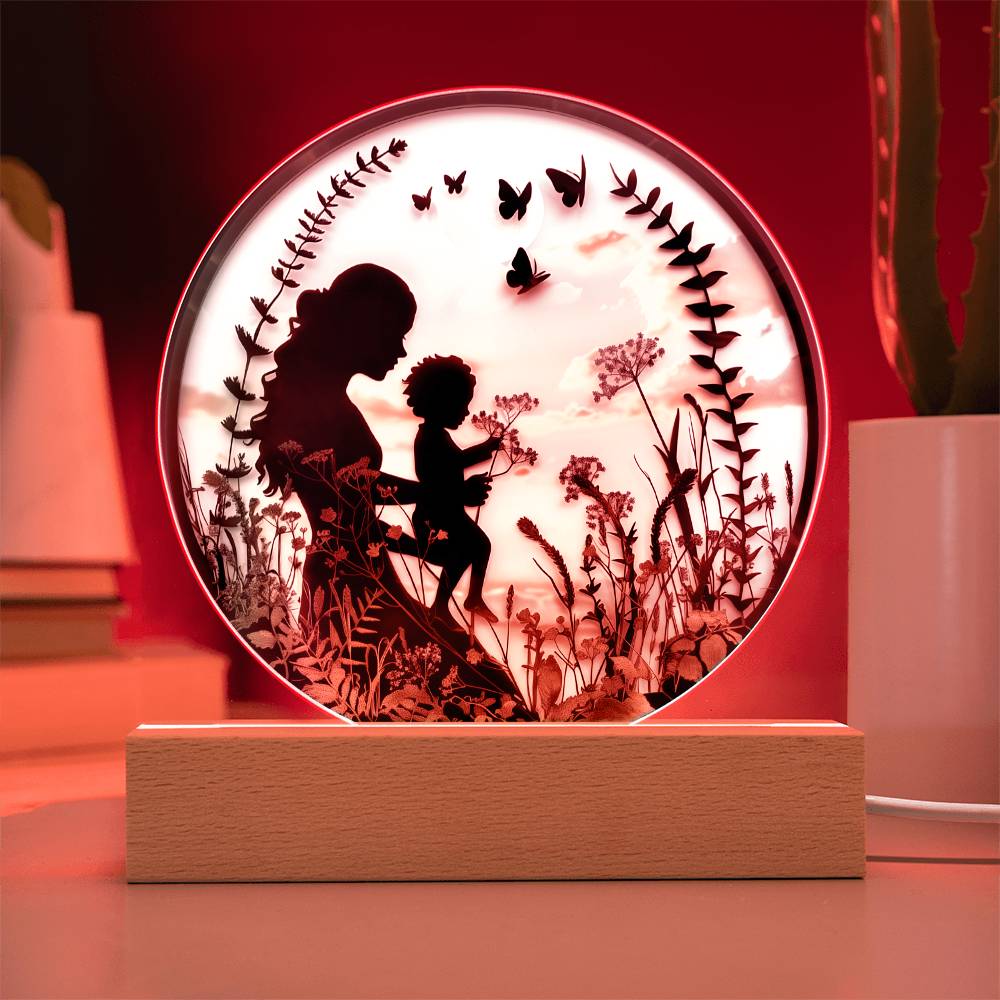Mother and Child Pressed Flowers Acrylic Plaque