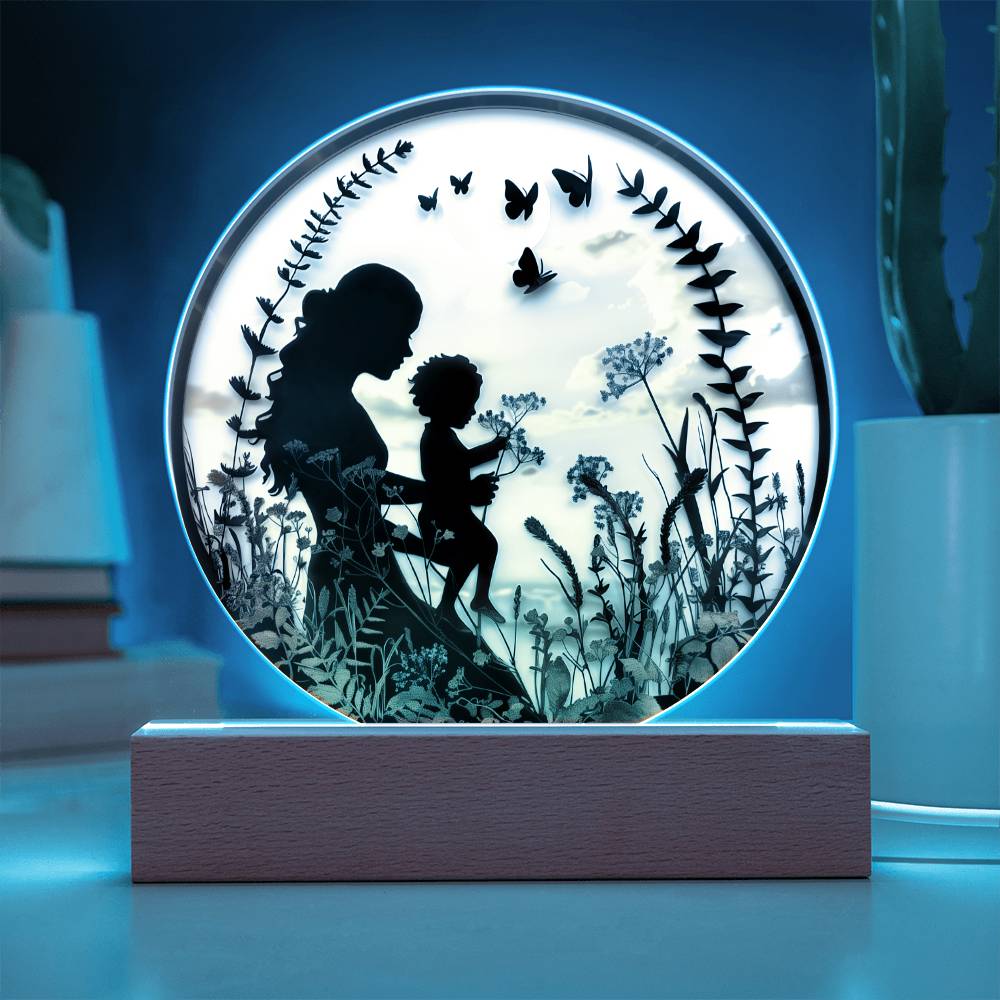 Mother and Child Pressed Flowers Acrylic Plaque
