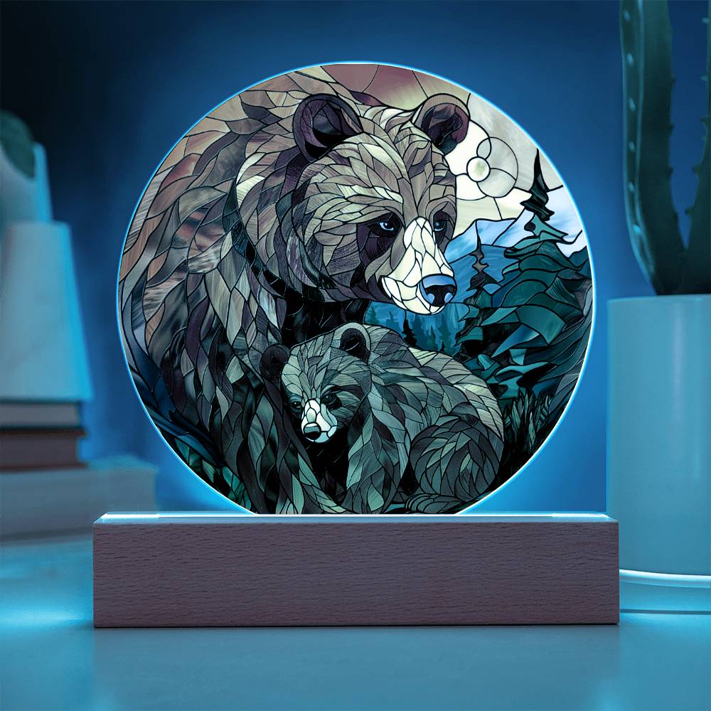 Mama and Baby Bear Faux Stained Glass Acrylic Plaque